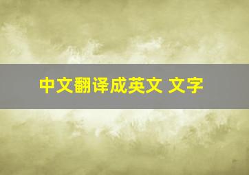 中文翻译成英文 文字